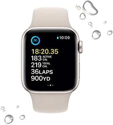 Apple Watch SE (2nd Gen) (GPS, 40mm) - Starlight Aluminum Case with Starlight Sport Band, M/L (Renewed)