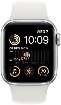 Apple Watch SE (2nd Gen) (GPS, 40mm) - Silver Aluminum Case with White Sport Band, S/M (Renewed)