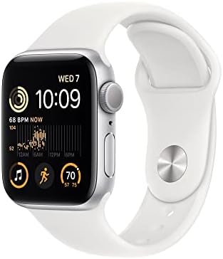 Apple Watch SE (2nd Gen) (GPS, 40mm) - Silver Aluminum Case with White Sport Ban...