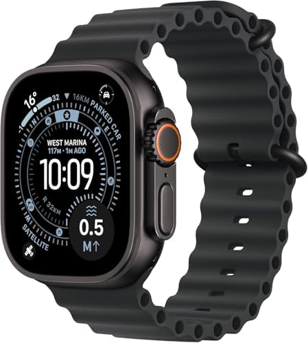 Apple Watch Ultra 3 [GPS + Cellular, 49mm] Black Titanium Case with Black Ocean Band (Renewed)
