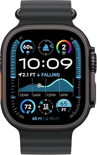 Apple Watch Ultra 3 [GPS + Cellular, 49mm] Black Titanium Case with Black Ocean Band (Renewed)