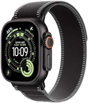 Apple Watch Band - Trail Loop - 49mm - Black/Charcoal - M/L - Black Titanium Finish
