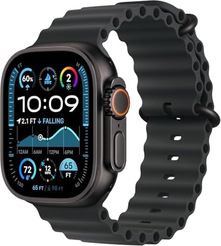 Apple Watch Ultra 2 (GPS + Cellular, 49MM) - Black Titanium Case with Black Ocean Band (Renewed Premium)
