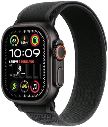 Apple Watch Ultra 2 [GPS + Cellular 49mm] - Black Titanium Case with Black Trail Loop, M/L (Renewed)