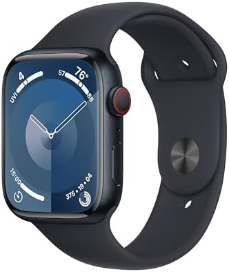 Apple Watch Series 9 (GPS + LTE) 45MM Midnight Aluminum Case Black Sport Band (Renewed)