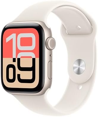 Apple Watch SE 3 [GPS + Cellular 44mm] Smartwatch with Starlight Aluminum Case with Starlight Sport Band - M/L. Fitness and Sleep Trackers, Heart Rate Monitor, Always-On Display, Water Resistant