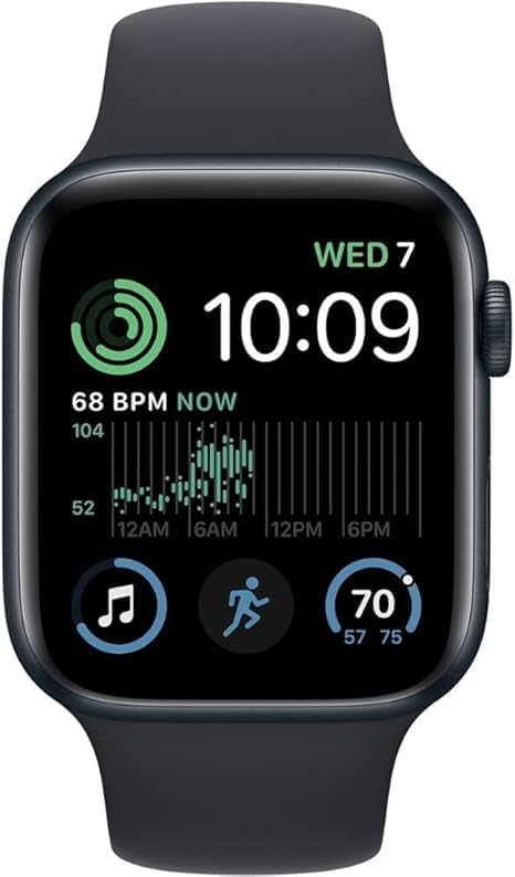 Apple Watch SE (2nd Gen) (GPS + Cellular, 44mm) - Midnight Aluminum Case with Midnight Sport Band, M/L (Renewed Premium)
