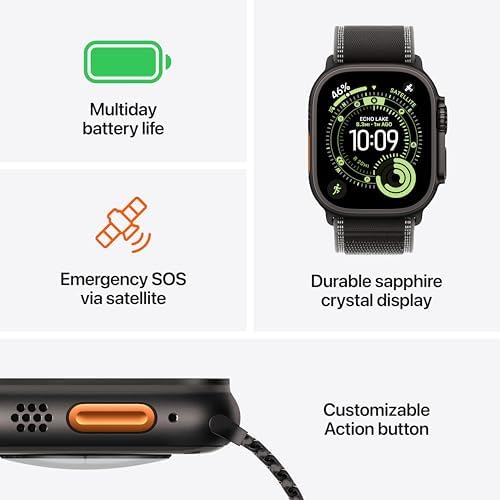 Apple Watch Ultra 3 [GPS + Cellular 49mm] Running & Multisport Smartwatch w/Rugged Titanium Case w/Black Titanium Milanese Loop - M. Satellite Communications, Advanced Health & Fitness Tracking