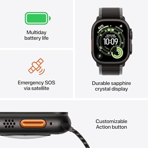 Apple Watch Ultra 3 [GPS + Cellular 49mm] Running & Multisport Smartwatch w/Rugged Titanium Case w/Black Alpine Loop - M. Satellite Communications, Advanced Health & Fitness Tracking