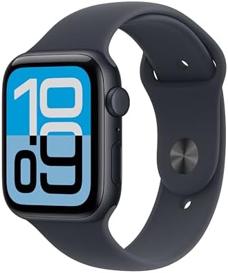 Apple Watch SE 3 [GPS + Cellular 44mm] Smartwatch with Midnight Aluminum Case with Midnight Sport Band - M/L. Fitness and Sleep Trackers, Heart Rate Monitor, Always-On Display, Water Resistant