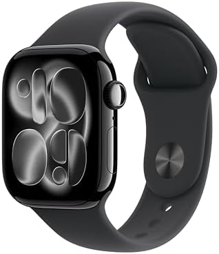 Apple Watch Series 11 [GPS + Cellular 42mm] Smartwatch with Jet Black Aluminum Case with Black Sport Band - S/M. Sleep Score, Fitness Tracker, Health Monitoring, Always-On Display, Water Resistant