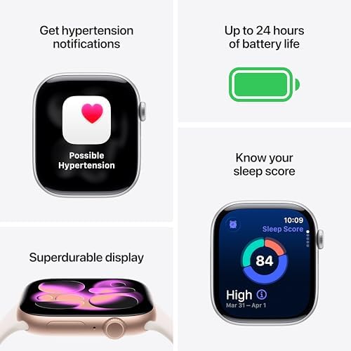 Apple Watch Series 11 [GPS 46mm] Smartwatch with Silver Aluminum Case with Purple Fog Sport Band - M/L. Sleep Score, Fitness Tracker, Health Monitoring, Always-On Display, Water Resistant