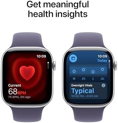 Apple Watch Series 11 [GPS 46mm] Smartwatch with Silver Aluminum Case with Purple Fog Sport Band - M/L. Sleep Score, Fitness Tracker, Health Monitoring, Always-On Display, Water Resistant