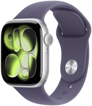Apple Watch Series 11 [GPS 42mm] Smartwatch with Silver Aluminum Case with Purple Fog Sport Band - S/M. Sleep Score, Fitness Tracker, Health Monitoring, Always-On Display, Water Resistant