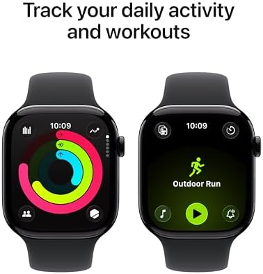 Apple Watch Series 11 [GPS 46mm] Smartwatch with Jet Black Aluminum Case with Black Sport Band - M/L. Sleep Score, Fitness Tracker, Health Monitoring, Always-On Display, Water Resistant