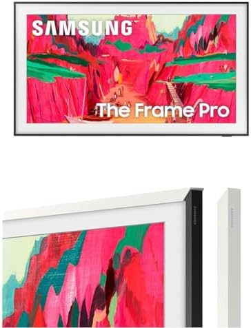 SAMSUNG 65-Inch The Frame Pro 4K Neo QLED Smart TV (2025) with Modern White Customizable Bezel Bundle