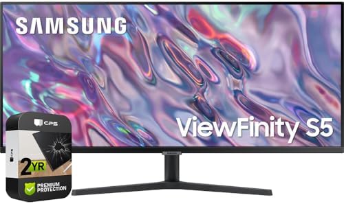 Samsung (Refurbished LS34C502GANXZA 34 inch ViewFinity S50GC Series 1440p HDR Ultrawide Monitor Bundle with 2 YR CPS Enhanced Protection Pack (Renewed)