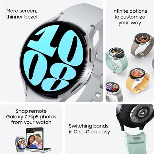Samsung Galaxy Watch 6 40mm Bluetooth Smartwatch, Fitness Tracker, Advanced Sleep Coaching, Heart Monitor, BIA Sensor for Health Wellness Insights,US Version Silver (Renewed)