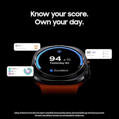 Samsung Galaxy Watch Ultra 47mm GPS + Cellular AI Smartwatch w/Energy Score, Wellness Tips, Heart Rate Tracking, Sleep Monitor, Fitness Tracker, GPS, 2024,Titanium (Renewed) (Gray)