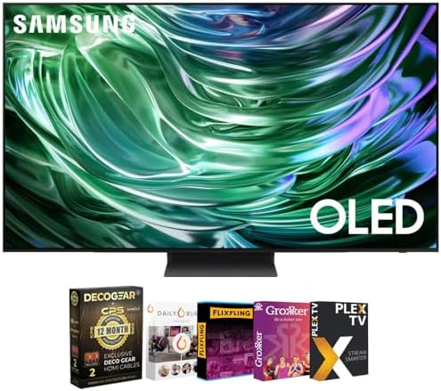 Samsung QN77S90DA 77 Inch OLED 4K Smart TV (2024) Bundle with Movie Streaming Package and Deco Gear 2X 4K HDMI 2.0 Cable & CPS Exclusive 12 Month Protection Pack Bundle (BEACH-CPS-263000)