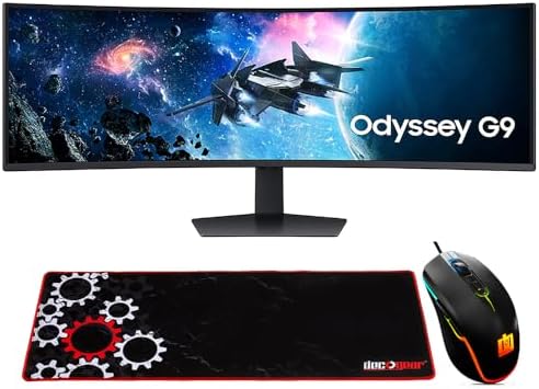 SAMSUNG 49" Odyssey G9 G95C DQHD 240Hz 1ms(GtG) DisplayHDR 1000 Curved Gaming Monitor Bundle with Deco Gear Wired Gaming Mouse + Large Extended Pro Gaming Mouse Pad Water Resistant