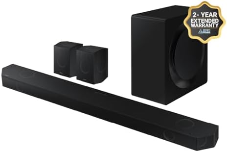 Samsung Q990D 11.1.4ch Soundbar w/Wireless Dolby Atmos Audio, Rear Speaker Included HW-Q990D/ZA (Model 2024) + Plus 2-Year Extended Warranty