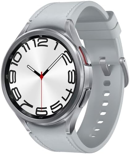 SAMSUNG Galaxy Watch 6 Classic (47mm, WiFi + 4G LTE) 1.5" Super AMOLED, GPS Bluetooth Smartwatch w/Rotating Bezel (Fully Unlocked for US Carriers) R965U (w/Fast Charger Cube, Silver) (Renewed)