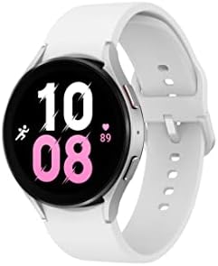 SAMSUNG Galaxy Watch 5 44mm Bluetooth Smartwatch w/ Body, Health, Fitness and Sleep Tracker, Improved Battery, Sapphire Crystal Glass, Enhanced GPS Tracking, US Version, Silver Bezel w/ White Band