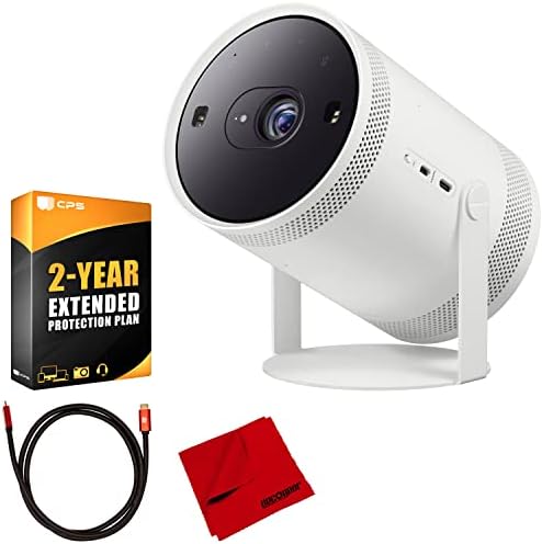 Samsung The Freestyle Projector, Up to 100" Screen, Smart TV, 360 Degree Sound (SP-LSP3BLAXZA) Bundle with 2YR CPS Protection Pack and Deco Gear HDMI Cable