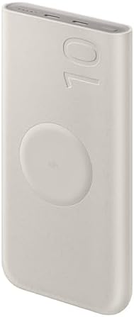 SAMSUNG 25W 10,000mAh Battery Pack Wireless Charger, Super Fast Charging w/ 2 Ports for Galaxy Phones, Buds and More, 3A USB-C Cable Included, 2024, US Version, EB-U2510XUEGUS. Beige