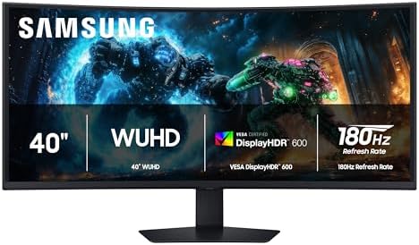 Samsung 40” Odyssey G7 (G75F) WUHD Resolution, 180Hz, Curved Gaming Monitor, 1ms Response Time (GtG), VESA DisplayHDR™ 600, AMD FreeSync™ Premium Pro, LS40FG75DENXZA, 2025