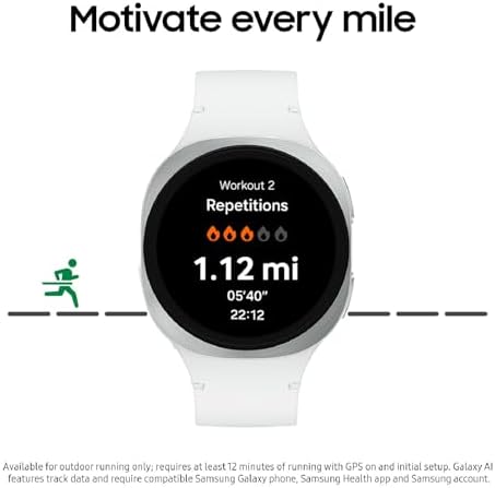 Samsung Galaxy Watch 8 (2025) 44mm Bluetooth Smartwatch, Cushion Design, Fitness Tracker, Sleep Coaching, Running Coach, Energy Score, Heart Rate Tracking, Silver [US Version, 2 Yr Warranty]