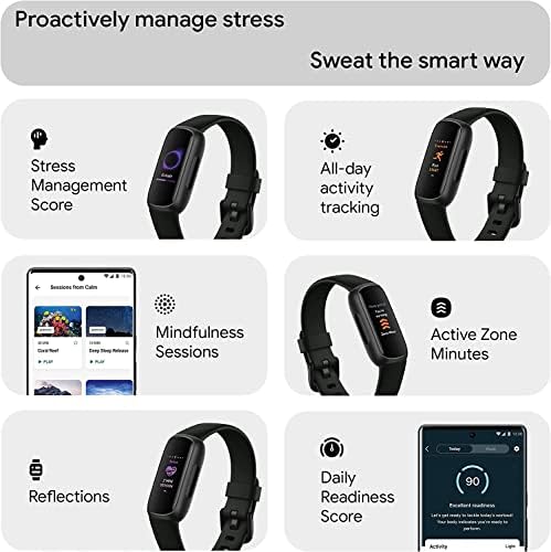 Fitbit Inspire 3 Health & Fitness Activity Tracker (Black) with Workout Intensity, Sleep Tracking, Heart Rate, 3 Nylon Comfortable Watch Bands, Wall Adapter, Screen Shields & Cloth