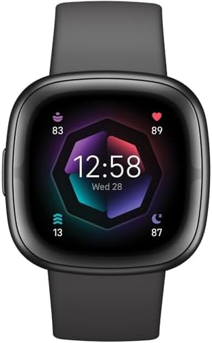 Fitbit Sense 2 Advanced Health and Fitness Smartwatch with Tools to Manage Stress and Sleep, ECG App, SpO2, 24/7 Heart Rate and GPS, Shadow Grey/Graphite, One Size (S & L Bands Included)