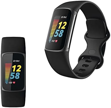 Fitbit Charge 5 Advanced Fitness Tracker with GPS, Heart Rate, Sleep & Health Tracker - Power Bundle with Adapter (Graphite Stainless Steel)