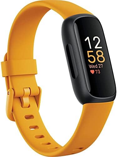 Fitbit Inspire 3 Fitness Tracker – Advanced Health Insights with Stress Management, Workout Intensity & Sleep Tracking, 24/7 Heart Rate, Includes Small and Large Classic Bands (Morning Glow/Black)
