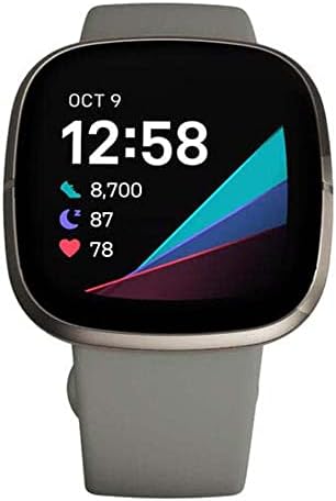 Fitbit Sense Advanced Smartwatch with Tools for Heart Health, Stress Management & Skin Temperature Trends, Sage Grey/Silver, One Size (S & L Bands Included)