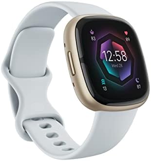Fitbit Sense 2 Advanced Health and Fitness Smartwatch - Blue Mist/Pale Gold | with Stress and Sleep Tools - 3-Month Google Health Premium Membership Included - ECG App, SpO2, 24/7 Heart Rate, and GPS