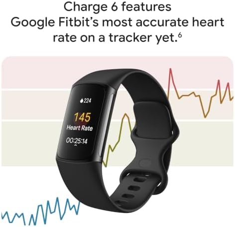 Fitbit Charge 6 Fitness Tracker with Heart Rate, GPS, Obsidian
