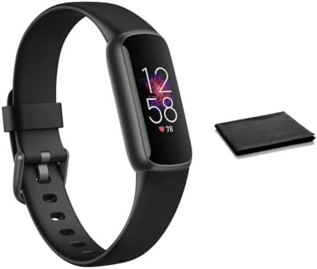 Fitbit Luxe Fitness, Activity & Wellness Tracker – Stress, Sleep & 24/7 Heart Rate Monitor, Color Display, Black/Graphite, One Size with Small & Large Bands, Bluetooth for iPhone Android, with Cloth