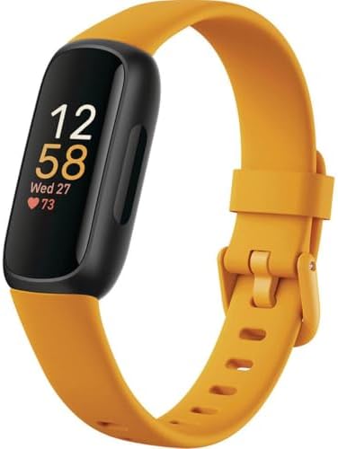 Fitbit Inspire 3 Health &-Fitness-Tracker with Stress Management, Workout Intensity, Sleep Tracking, 24/7 Heart Rate and More, Morning Glow/Black, One Size (S & L Bands Included) (Renewed)