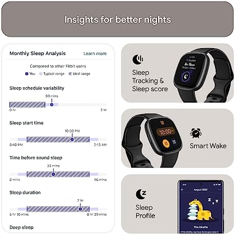 Fitbit Versa 4 Fitness Smartwatch with Daily Readiness, GPS, 24/7 Heart Rate, 40+ Exercise Modes, Waterfall Blue/Platinum, One Size (S & L Bands Included) + Sports Strap Bundle (Renewed)