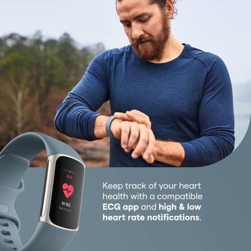 Fitbit Charge 5 Advanced Fitness, Health Tracker with Built-in GPS, Stress Management Tools, Sleep Tracking, 24/7 Heart Rate & More, Steel Blue (Renewed)