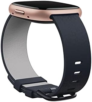 Fitbit Vegan Leather Band, 24mm Attach,Indigo,Small *Compatible with Sense 2, Sense, Versa 4 & Versa 3