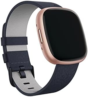 Fitbit Vegan Leather Band, 24mm Attach,Indigo,Small *Compatible with Sense 2, Sense, Versa 4 & Versa 3