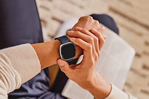 Fitbit Vegan Leather Band, 24mm Attach,Indigo,Small *Compatible with Sense 2, Sense, Versa 4 & Versa 3