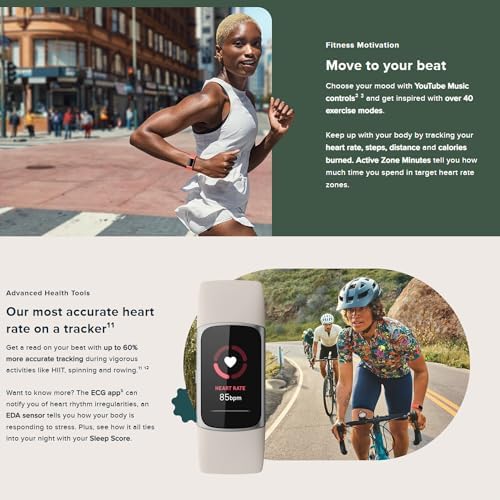 Fitbit Charge 6 Fitness Tracker Watch (Black) Bundle with 2 Watch Bands, 3.3foot Charge Cable, Wall Adapter, Screen Shields & Cloth Compatible with Fitbit