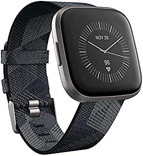 Fitbit Versa 2 Special Edition Health and Fitness Smartwatch with Heart Rate, Music, Alexa Built-in, Sleep and Swim Tracking, Smoke Woven/Mist Grey, One Size (S and L Bands Included) (Renewed)