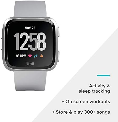 Fitbit Versa Smart Watch,GPS, Gray/Silver Aluminium, One Size (S & L Bands Included) (Renewed)