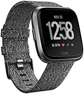 Fitbit Versa Special Edition Smart Watch, Charcoal Woven, One Size (S & L Bands ...